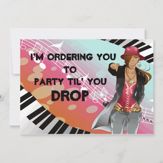 Hip Hop Chick Set Invitation (Front)