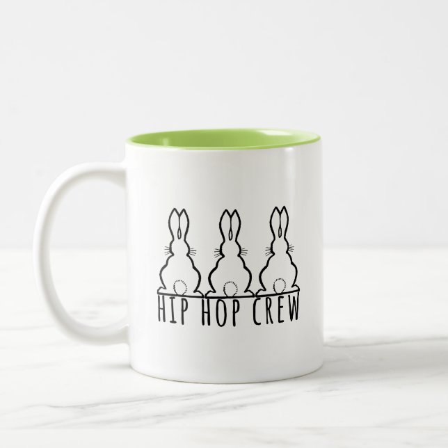 Hip Hop Crew Cute Bunny Rabbits Two-Tone Coffee Mug (Left)