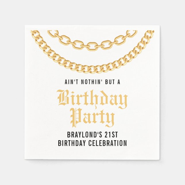 Hip Hop Cuban Link Birthday Paper Napkin (Front)