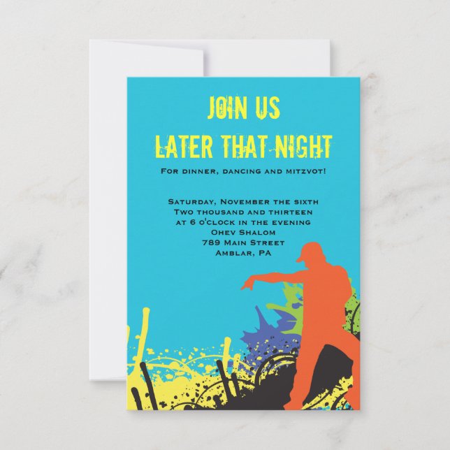 HIP HOP DANCE Bat Bar Mitzvah Party Card (Front)