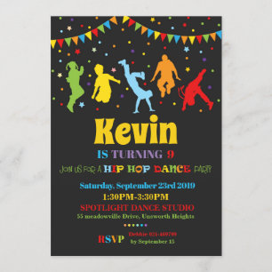 Hip Hop Dance Birthday Party Invitation Boy