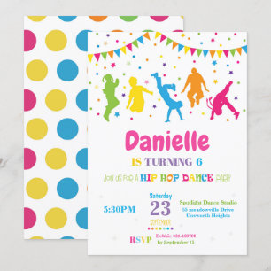 Hip Hop Dance Birthday Party Invitation Girl