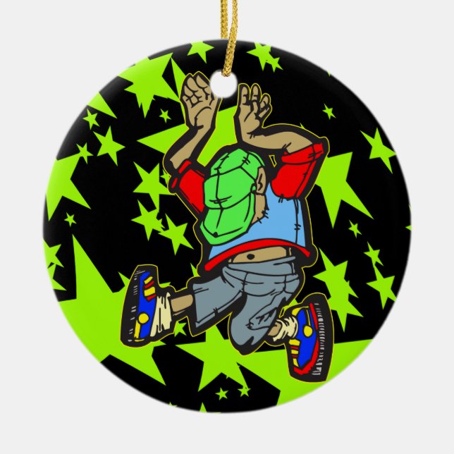 Hip Hop Dance Ceramic Tree Decoration (Front)