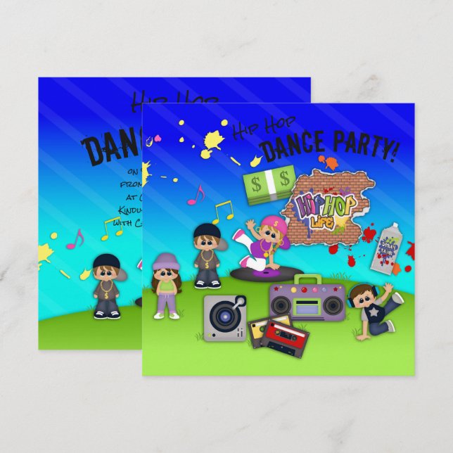 Hip Hop Dance Life Kid's Party Invite (Front/Back)