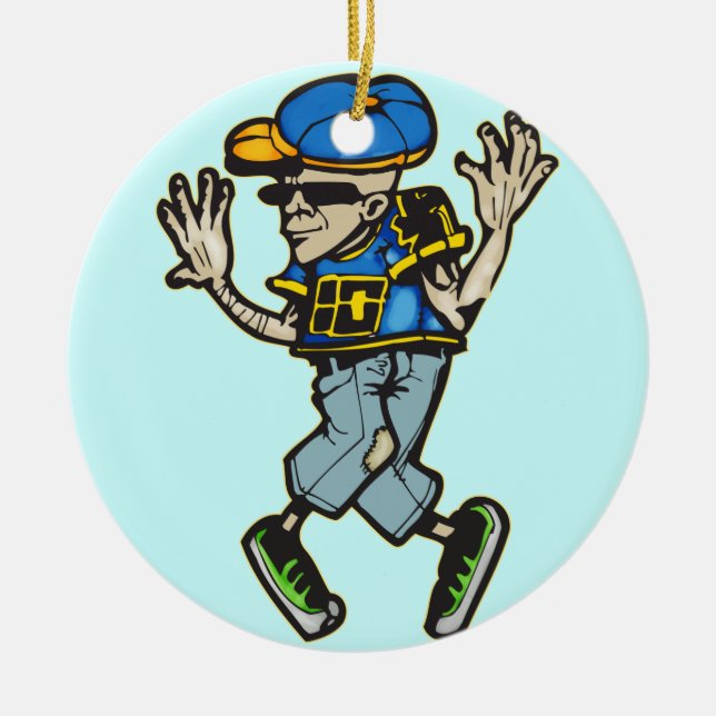 Hip Hop Dancer Ceramic Tree Decoration (Front)