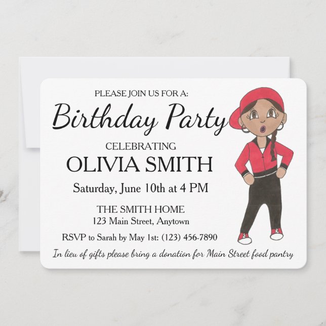 Hip Hop Dancer Dance Theme Birthday Party Invitation (Front)