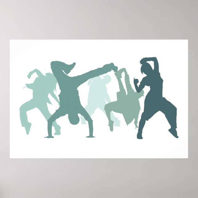 Hip Hop Dancers Illustration Poster (Front)