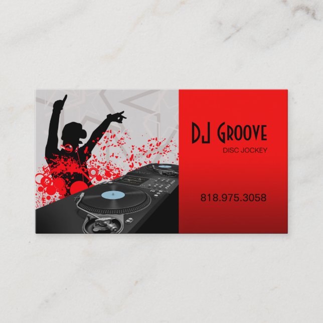 Hip Hop DeeJay Disc Jockey - Music Business Card (Front)