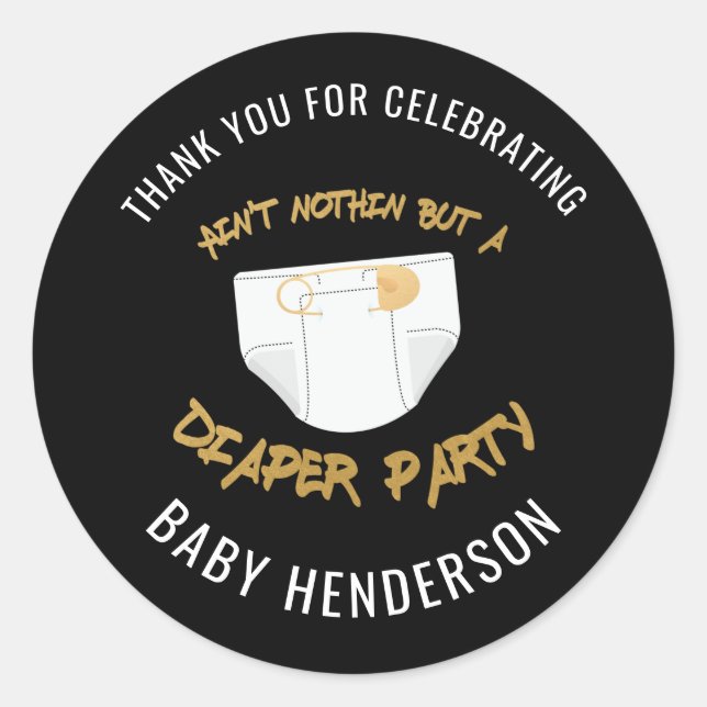Hip Hop Diaper Party Thank You Stickers (Front)
