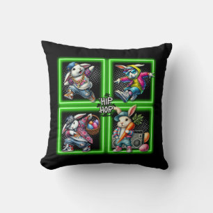 Hip Hop Easter Bunny Buddies, Neon Green Cushion