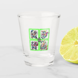 Hip Hop Easter Bunny Buddies, Neon Green T-Shirt Shot Glass