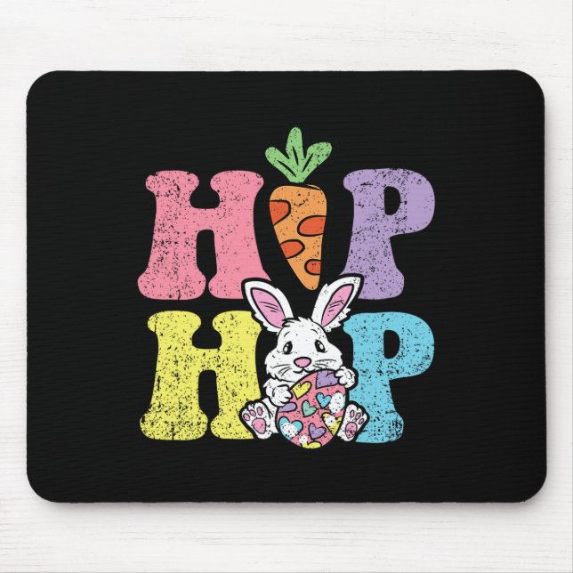 Hip Hop Easter Bunny Egg Hunting Rabbit Spring  Mouse Mat (Front)