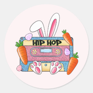 Hip-Hop Easter Bunny Mixtape – Retro Cassette Classic Round Sticker