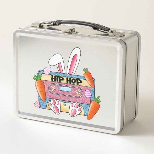 Hip-Hop Easter Bunny Mixtape – Retro Cassette Metal Lunch Box (Front)