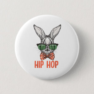 Hip Hop Easter Bunny Nerd Hipster Rabbit 6 Cm Round Badge