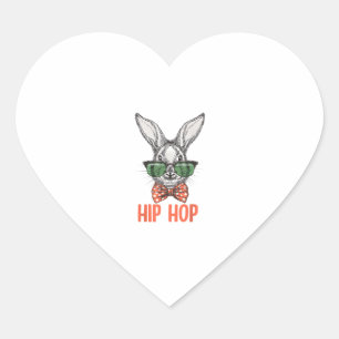 Hip Hop Easter Bunny Nerd Hipster Rabbit Heart Sticker