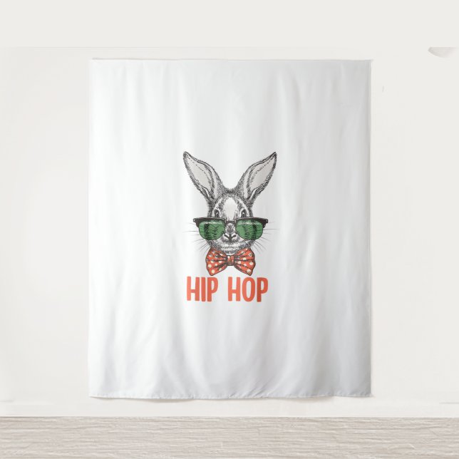 Hip Hop Easter Bunny Nerd Hipster Rabbit  Tapestry (Front)