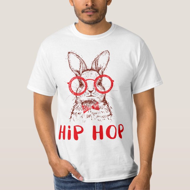 Hip Hop Easter Bunny Nerd Hipster Tee Gift Rabbit  (Front)