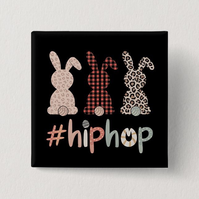 Hip Hop Easter Bunny Spring Cute 15 Cm Square Badge (Front)
