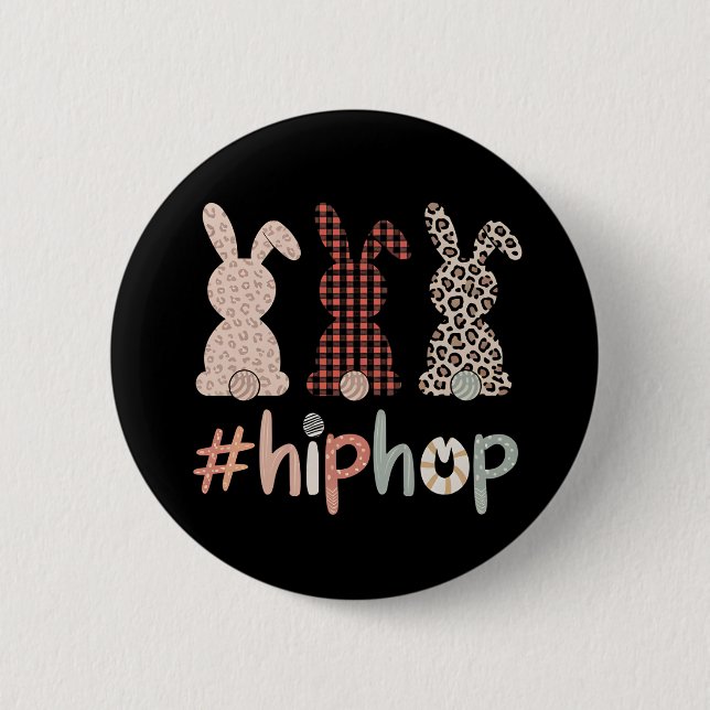 Hip Hop Easter Bunny Spring Cute 6 Cm Round Badge (Front)