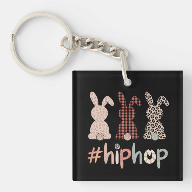 Hip Hop Easter Bunny Spring Cute Key Ring (Front)