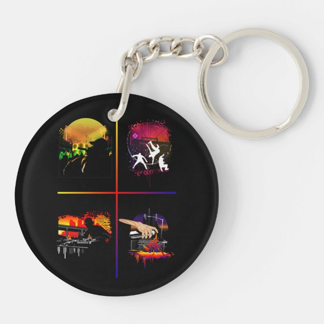 Hip Hop Elements Keychain MC DJ Breakdance (Back)