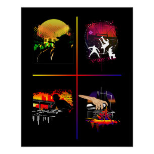 Hip Hop Elements Poster MC DJ Breakdance Graffiti