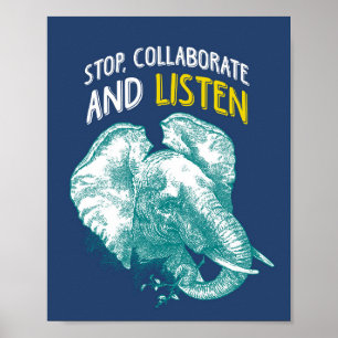 Hip Hop Elephant Poster Art Print 8x10