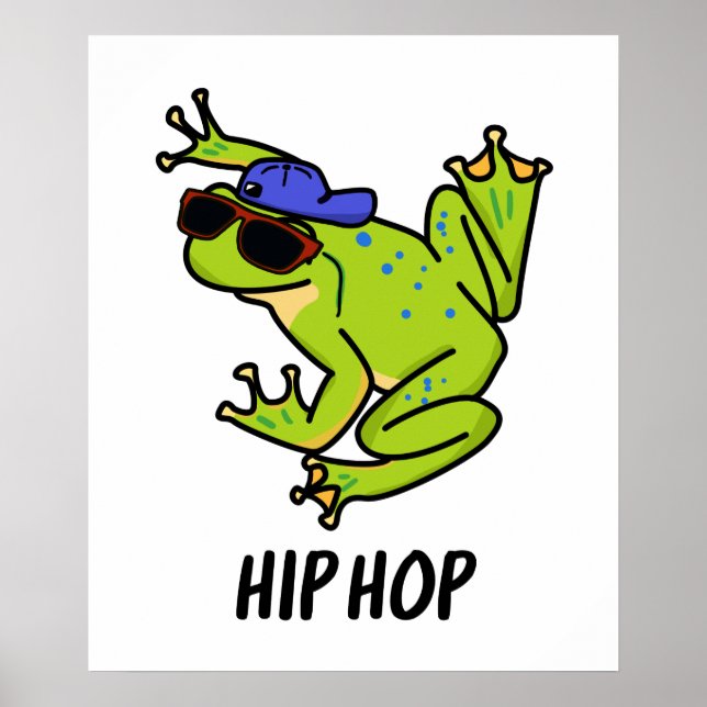 Hip Hop Funny Hopping Frog Pun Poster (Front)