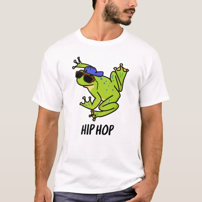 Hip Hop Funny Hopping Frog Pun T-Shirt (Front)
