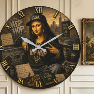 Hip Hop Funny Mona Lisa Urban Music Gift Large Clock