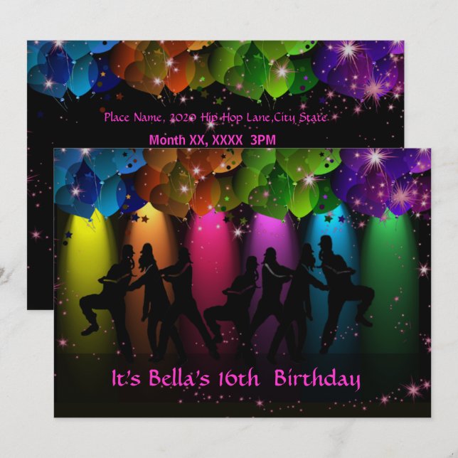 Hip Hop Girl Birthday Custom Invitation (Front/Back)