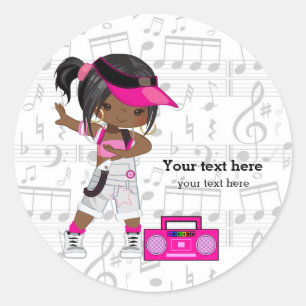 Hip hop girl classic round sticker