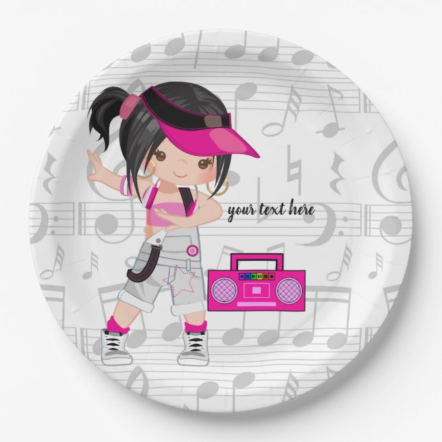 Hip hop girl paper plate (Front)