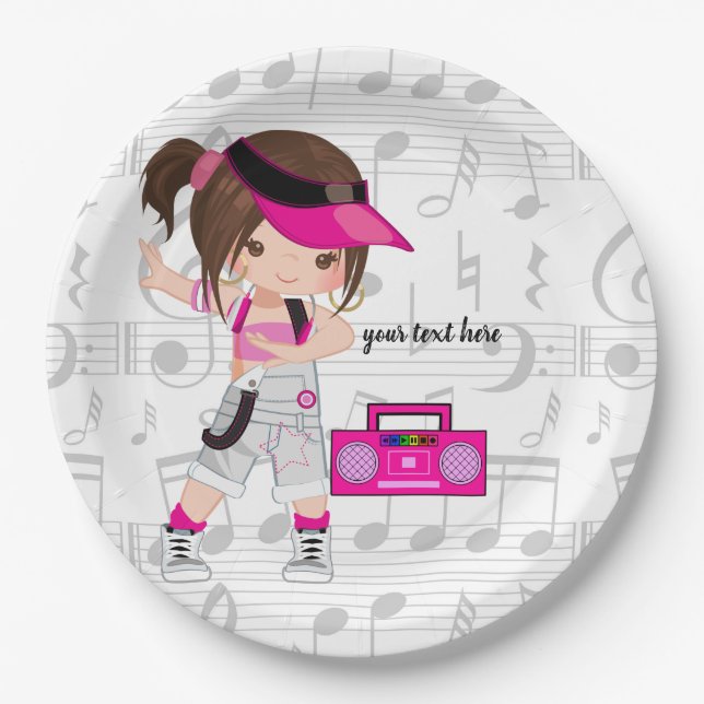 Hip hop girl paper plate (Front)