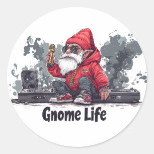 Hip Hop Gnome Illustration - Gnome Life Classic Round Sticker