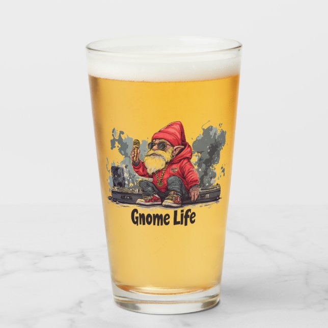 Hip Hop Gnome Illustration - Gnome Life Glass (Front Filled)