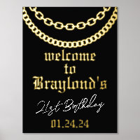 Hip Hop Gold Cuban Link Chain Foil Welcome Sign