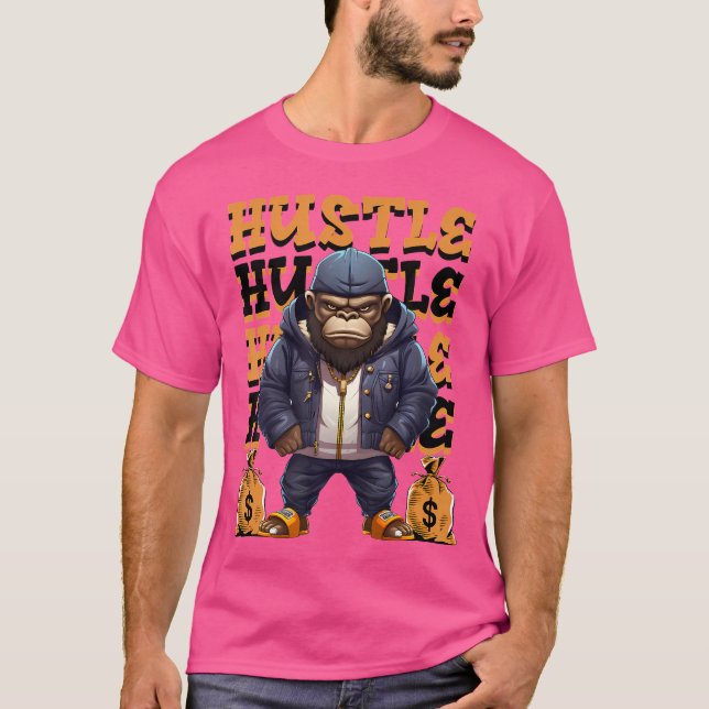 Hip Hop Gorilla Hustle Money Ape Streetwear Animal T-Shirt (Front)