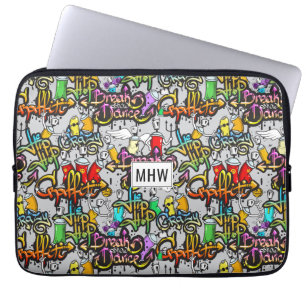 Hip Hop Graffiti custom monogram laptop sleeves