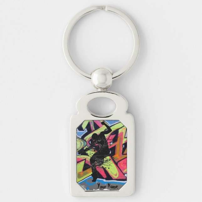 Hip Hop Graffiti Dancer Personalised Key Ring (Front)
