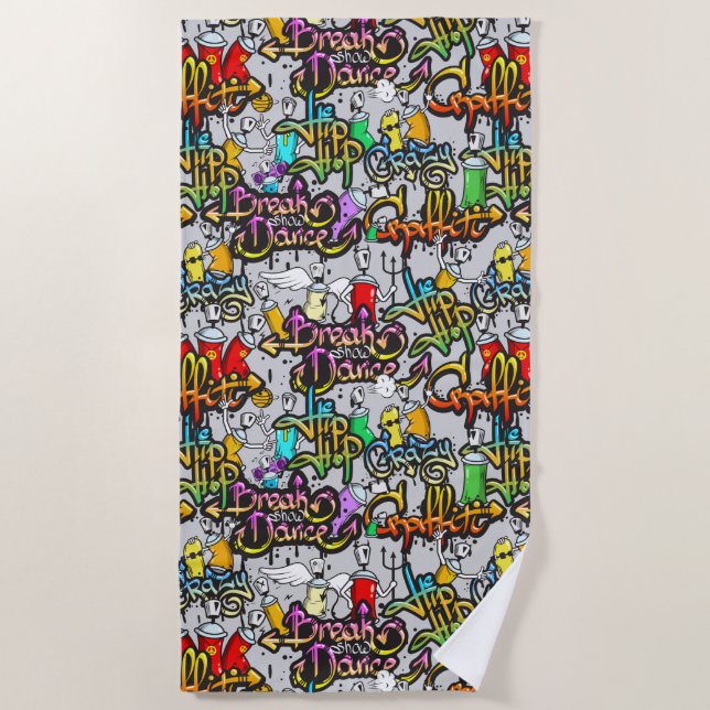 Hip Hop Graffiti Pattern beach towel (Front)