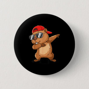 Hip Hop Groundhog Dabbing With Backwards Cap Groun 6 Cm Round Badge