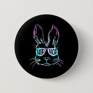 Hip Hop Happy Easter Bunny Face With Sungles Men B 6 Cm Round Badge