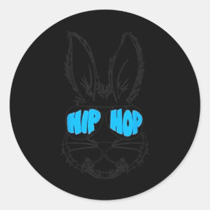 Hip Hop Happy Easter Bunny Face With Sungles Men B Classic Round Sticker