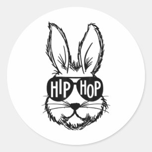 Hip Hop Happy Easter Bunny Face With Sungles Men B Classic Round Sticker