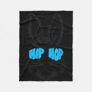 Hip Hop Happy Easter Bunny Face With Sungles Men B Fleece Blanket