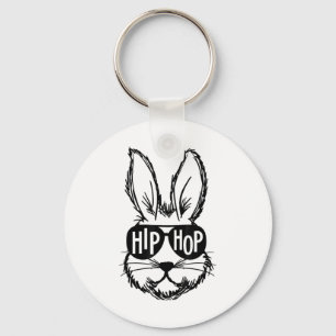 Hip Hop Happy Easter Bunny Face With Sungles Men B Key Ring