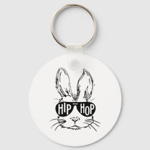 Hip Hop Happy Easter Bunny Face With Sungles Men B Key Ring