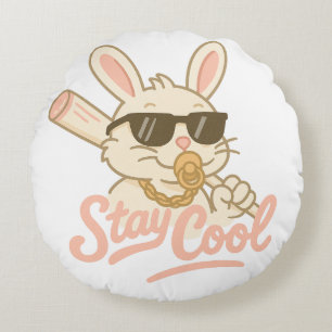 Hip Hop Hare Round Cushion